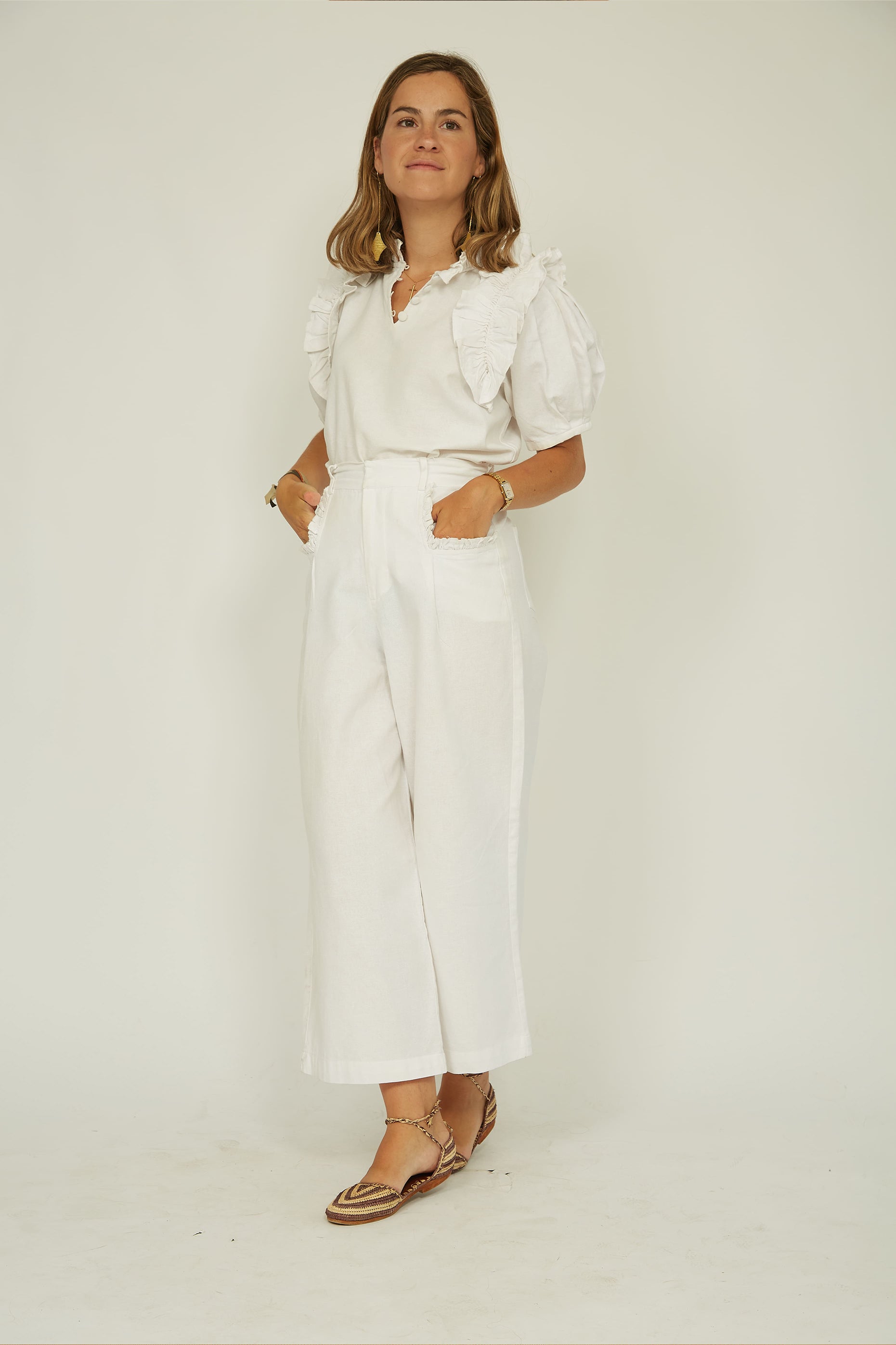 Pantalón Lino Blanco Helios