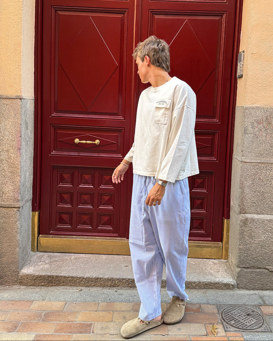 Pantalón de lino rayas