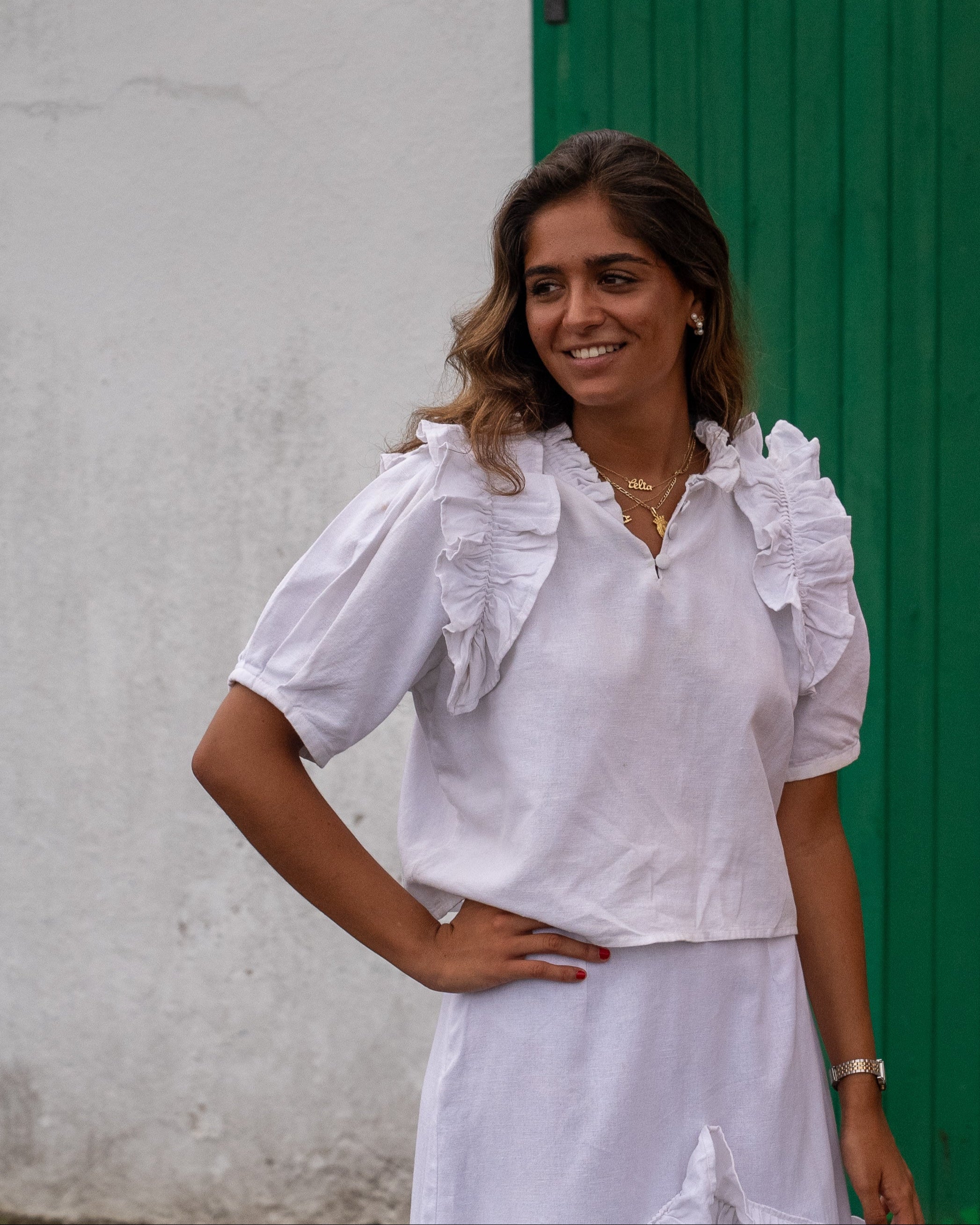 BLOUSE EN LIN BLANC HELIOS