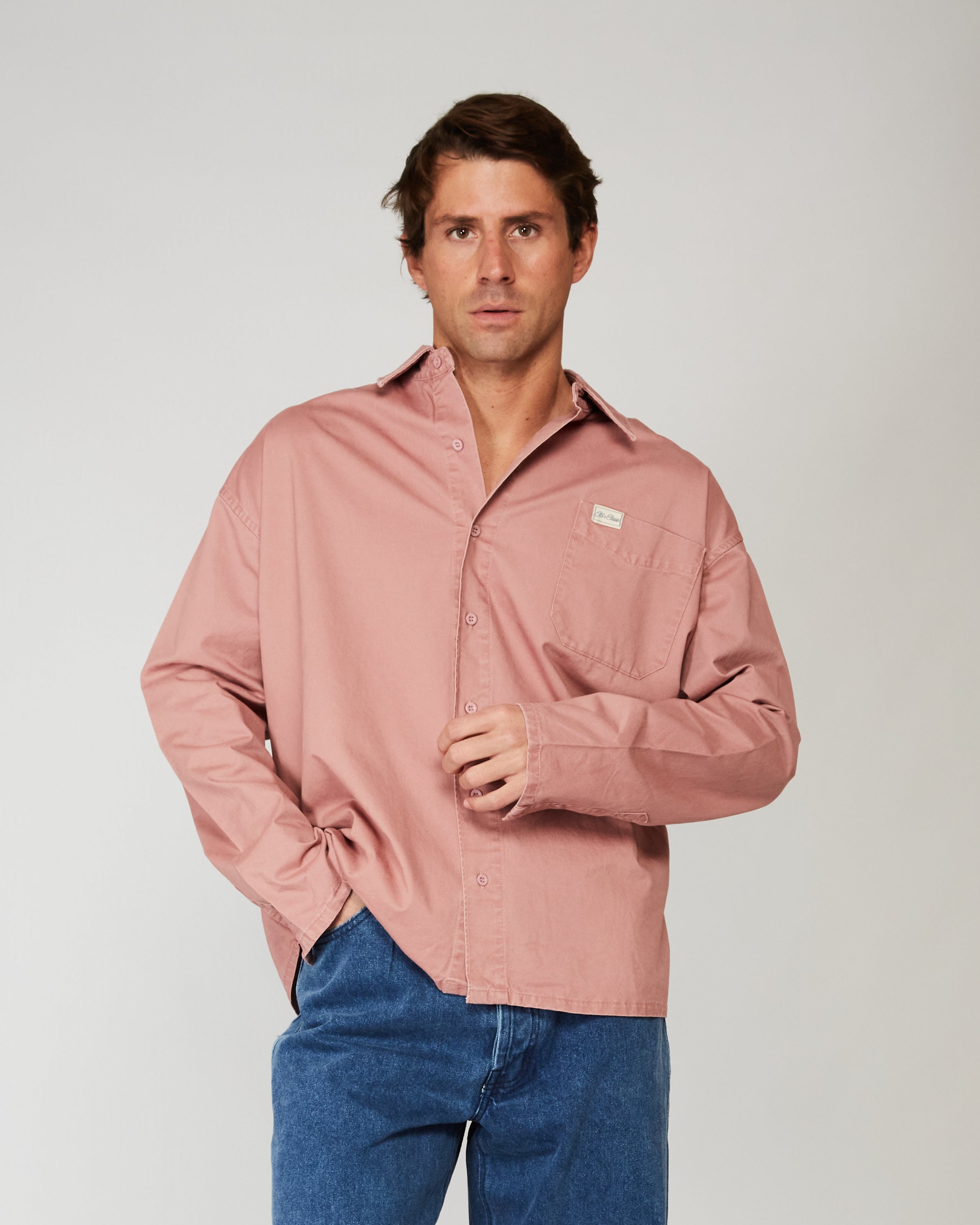 Camisa denim rosácea