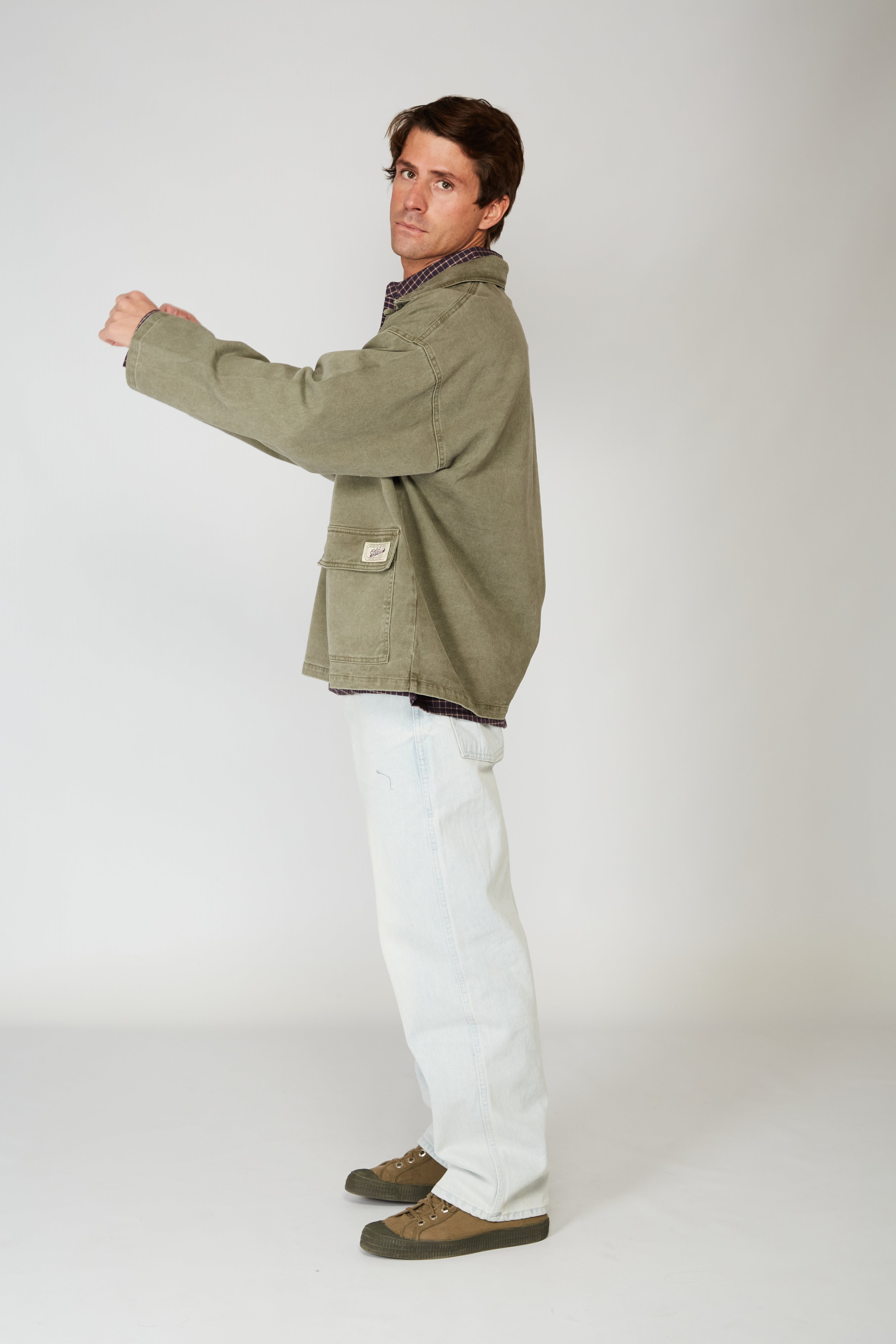 Veste en jean vert chasse