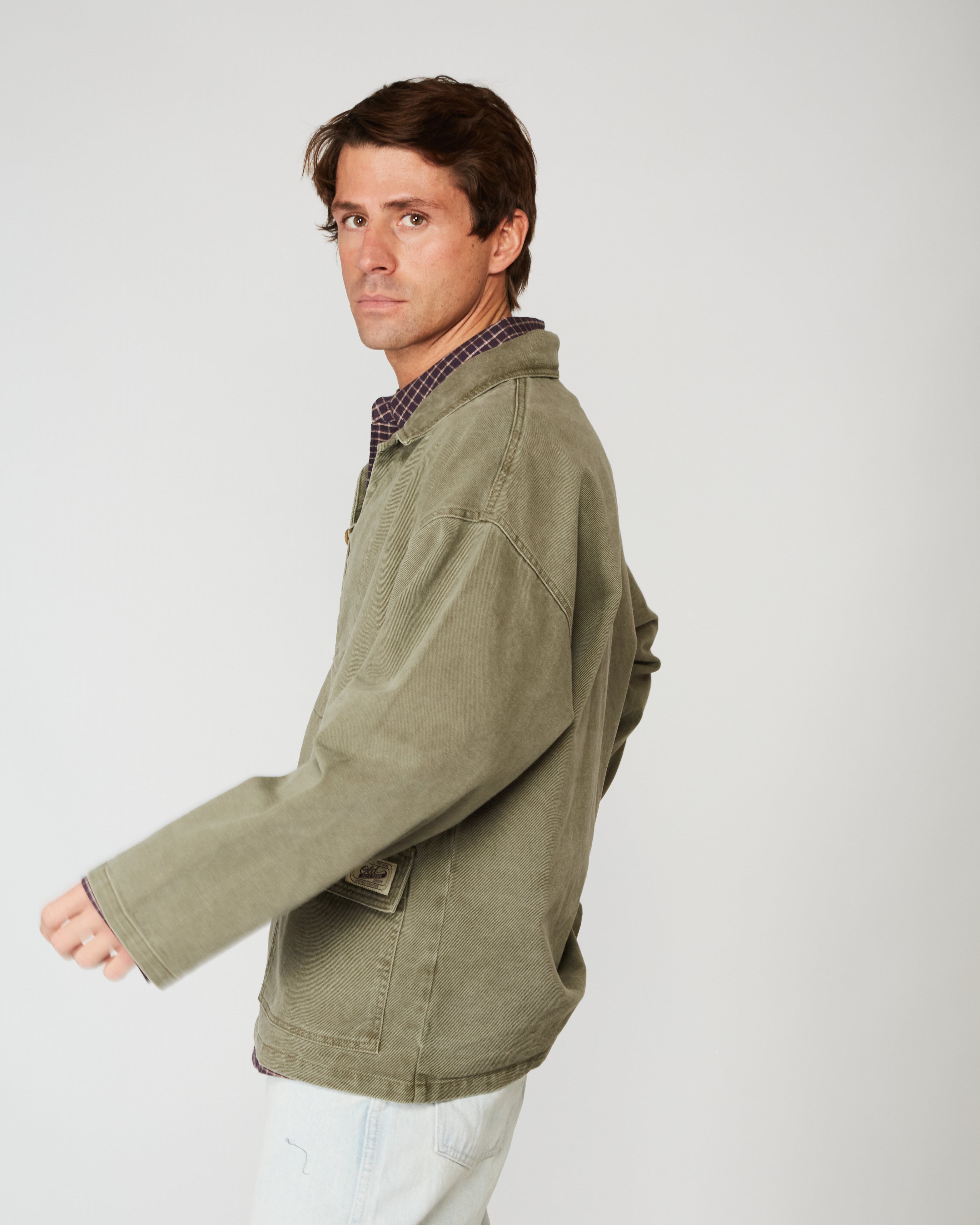 Veste en jean vert chasse