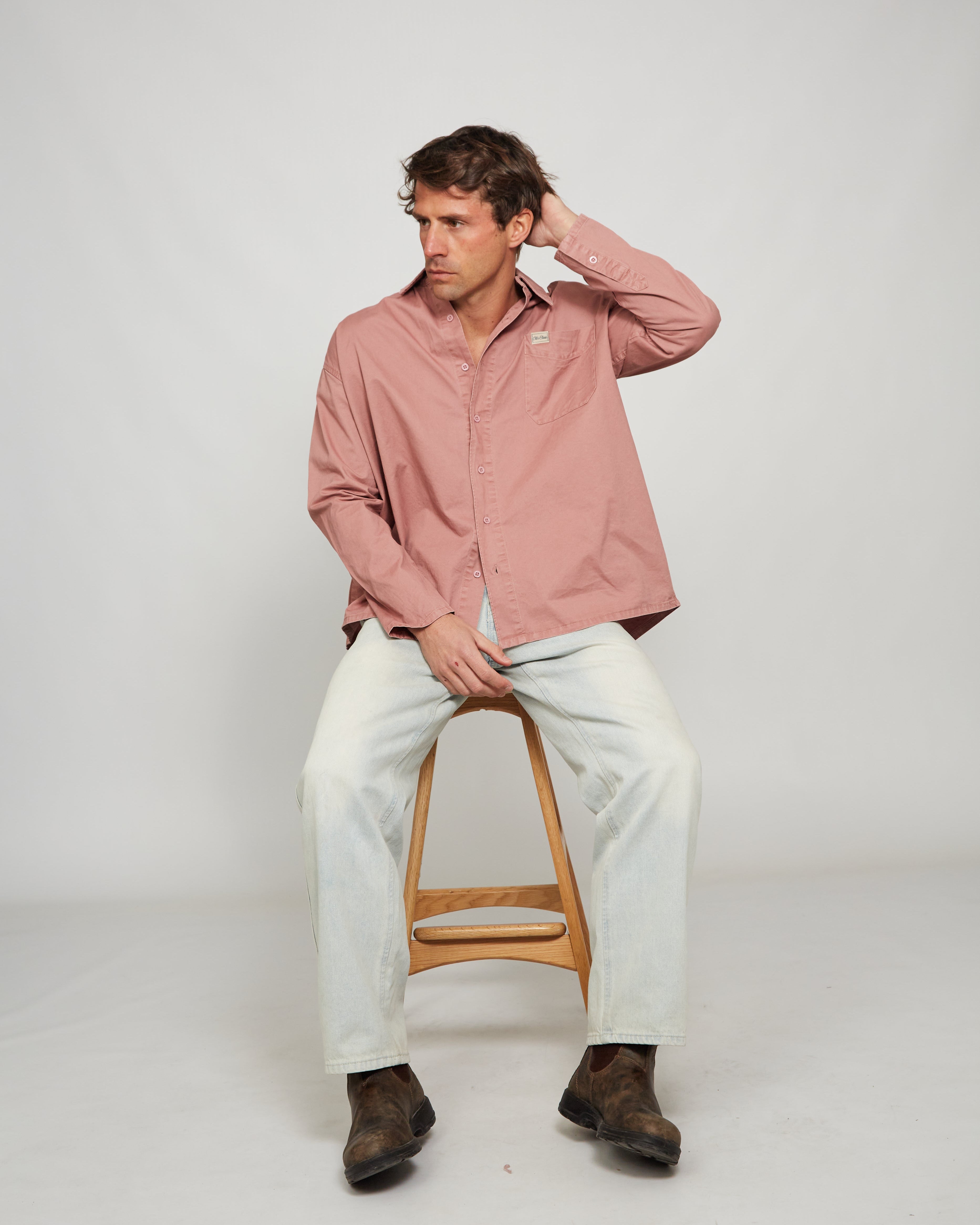 Rosé denim shirt