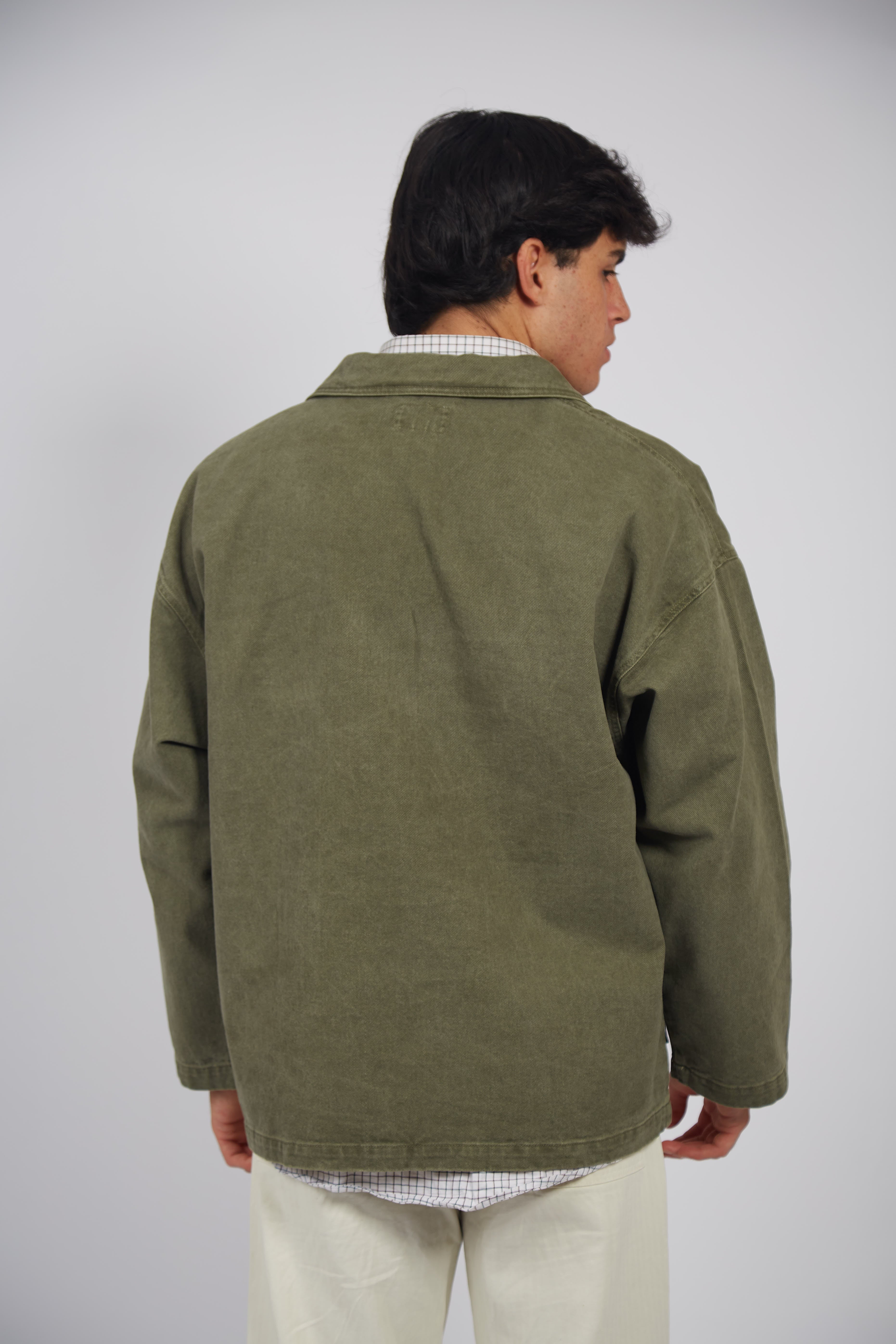 Veste en jean vert chasse