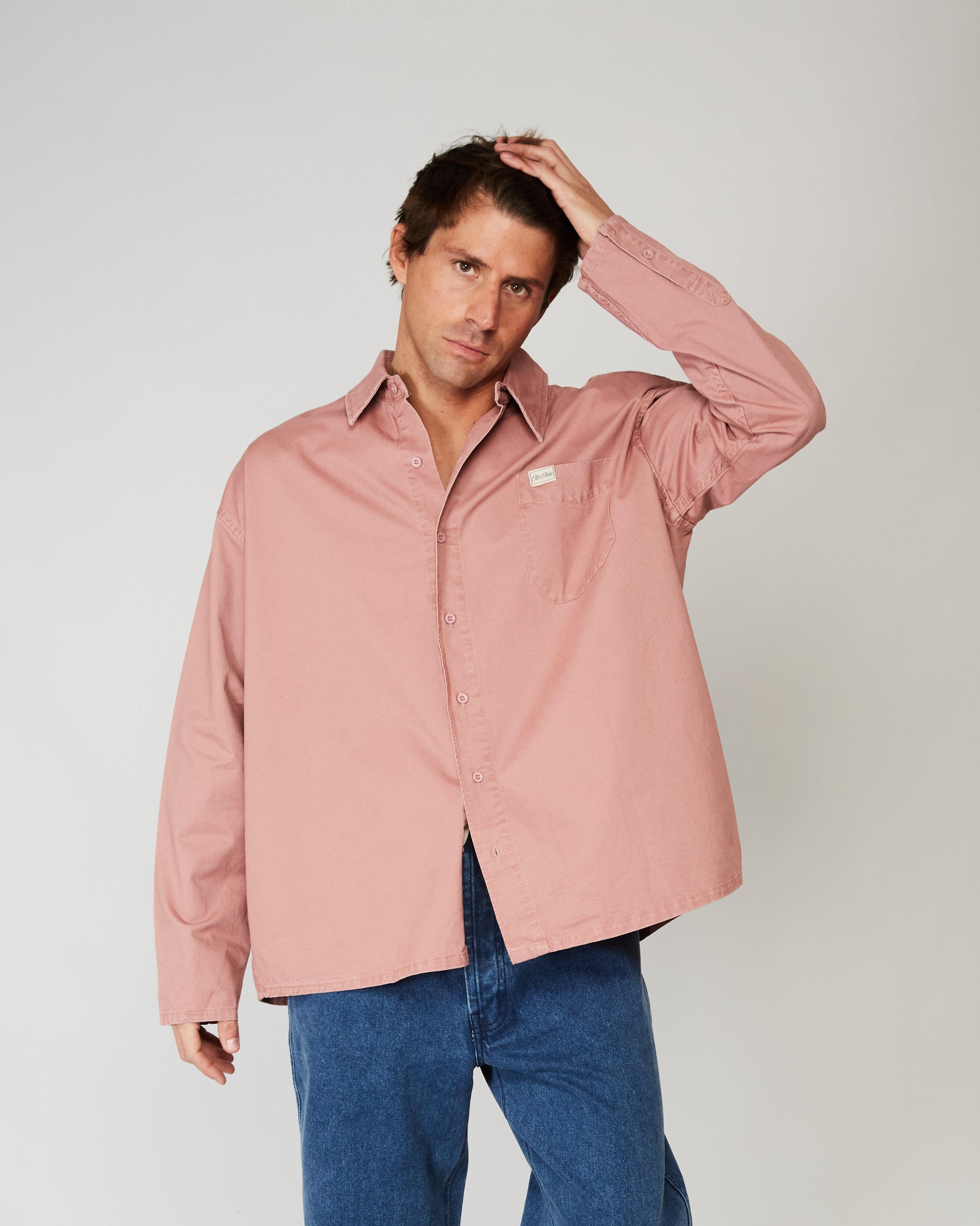 Camisa denim rosácea